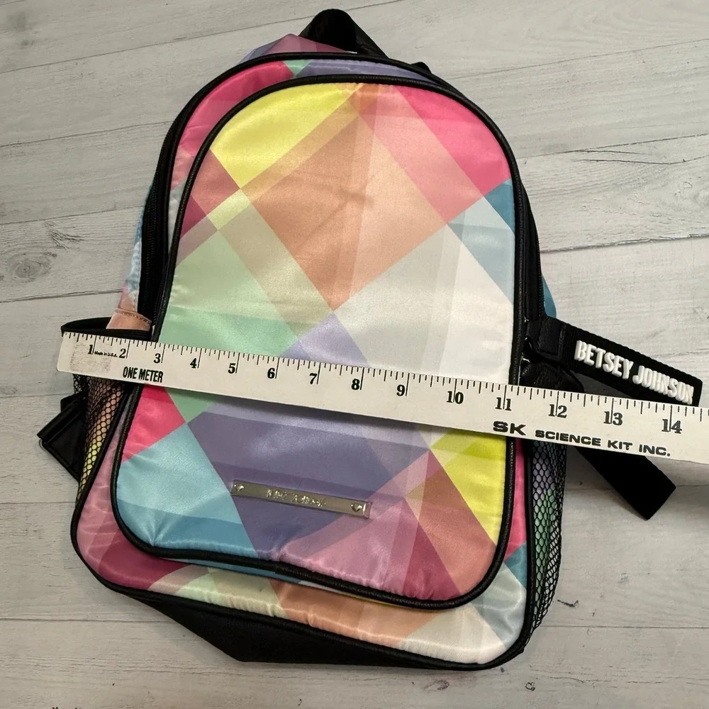 Betsey Johnson‎ multicolor printed nylon backpack rainbow